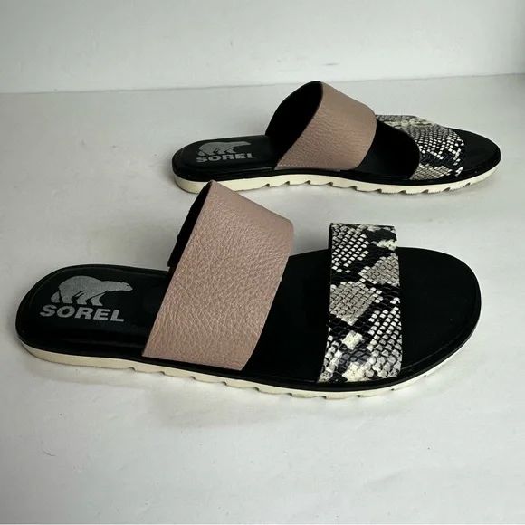 Sorel Ella II Sandals Women's Size 6 EU 37 Shoes Pink Tan Snakeskin Beach Travel - Picture 2 of 9